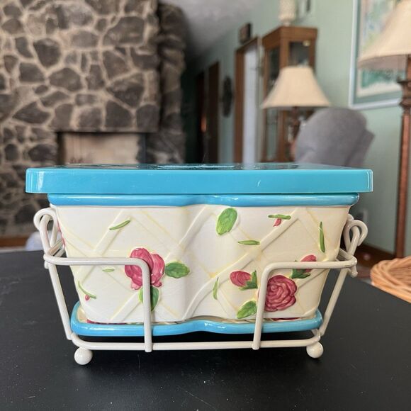 Temp-Tations Presentable Ovenware By Tara Roses 1Qt Loaf Pan Cover Trivet & Rack - Picture 2 of 9